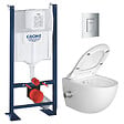 GROHE - Grohe Pack WC Bâti autoportant Rapid SL + WC sans bride avec fonction bidet thermostatique + Plaque chrome (ProjectSATClean-1) - vignette