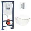 GROHE - Grohe Pack WC Bâti Autoportant Solido + WC sans bride SAT + Abattant SoftClose + Plaque Chrome (AUTOPORTANT-PROJECT-1) - vignette
