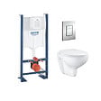 GROHE - Grohe Pack WC Rapid SL autoportant + cuvette Bau Ceramic sans bride + plaque Skate Cosmo chrome (ProjectBau-1) - vignette