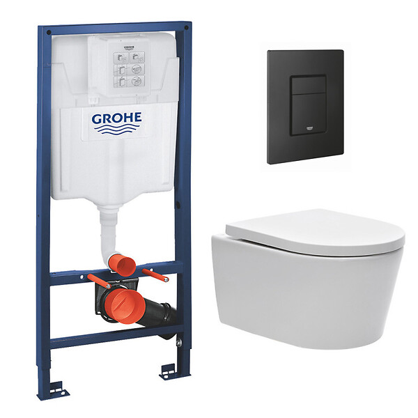 GROHE - Grohe Pack WC Rapid SL + Cuvette sans bride Swiss Aqua Technologies + Plaque de commande noir mat (RapidSL-SATrimless-KF0) - large
