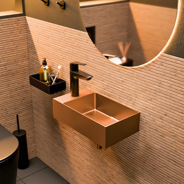 CERAMIA - Ceramia Timeless Lave mains en Acier Inoxydable 304, 40x22x11cm, Cuivre brossé PVD - large