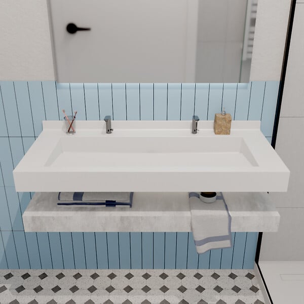 ISTONE - iStone Ultra plan vasque autoportant 1200 x 520 x 100 mm, en Solid Surface, blanc mat (ERGO-1200) - large