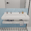 ISTONE - iStone Ultra plan vasque autoportant 1200 x 520 x 100 mm, en Solid Surface, blanc mat (ERGO-1200) - vignette