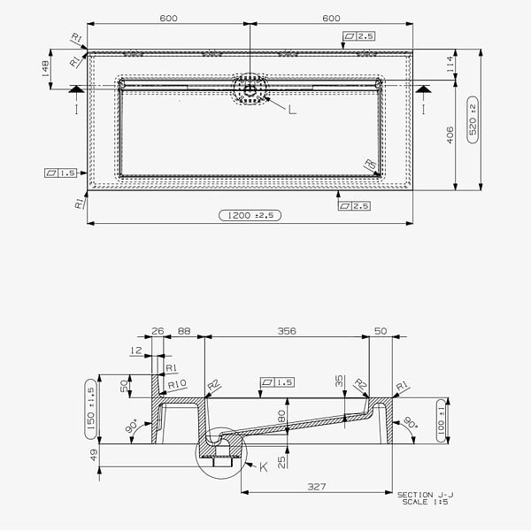 ISTONE - iStone Ultra plan vasque autoportant 1200 x 520 x 100 mm, en Solid Surface, blanc mat (ERGO-1200) - large