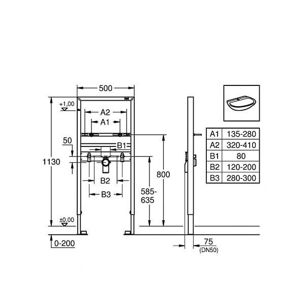 GROHE - Grohe Rapid SL pour lavabo - large