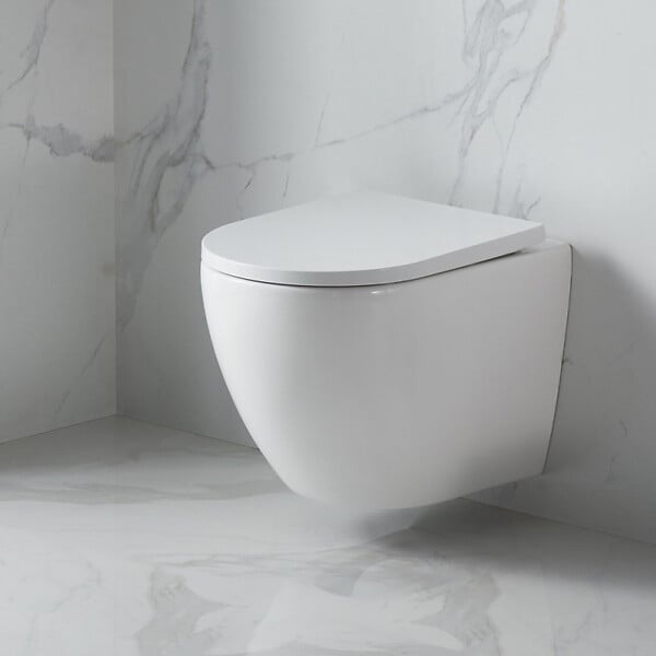 SWISS AQUA TECHNOLOGIES - Swiss Aqua Technologies Pack WC Bâti-support Autoportant + WC sans bride SAT + Abattant SoftClose + Plaque Blanche (SMART-FusionTQ-4) - large