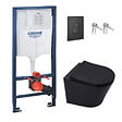 SWISS AQUA TECHNOLOGIES - Swiss Aqua Technologies Pack WC Bâti-support Rapid SL + WC Infinitio sans bride noir mat + Abattant softclose + Plaque noire mat - vignette