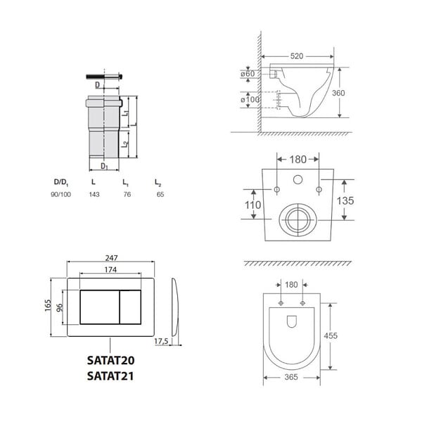 SWISS AQUA TECHNOLOGIES - Swiss Aqua Technologies Pack WC bâti-support léger 112 cm ECO 2L Swiss Aqua Technologies + WC suspendu Swiss Aqua Technologies + plaque (STEST67WR01-FR) - large