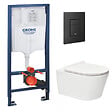 GROHE - Grohe Pack WC Bâti-support Rapid SL + WC sans bride SAT + Abattant slim, softclose + Plaque de commande noir mat - vignette