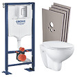 GROHE - Grohe SOLIDO Pack Bâti-support + Cuvette suspendue + Abattant +Set de montage +Plaque chrome (AUTOPORTANT-BAU-1-SABO) - vignette