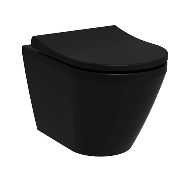 VITRA - Vitra  Integra WC sans bride + Abattant avec frein de chute en Duroplast, Noir mat (7041-083-6285) - large