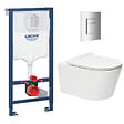 GROHE - Grohe Pack WC Bâti-support Rapid SL + WC sans bride Brevis + Abattant softclose + Plaque chrome (RapidSL-Brevis-1-SP) - vignette
