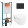 VITRA - V-Fix Core Pack WC bâti-support + WC sans bride Hansgrohe EluPuraS + Abattant SoftClose + Plaque Noir mat (VFIXPURA9) - vignette