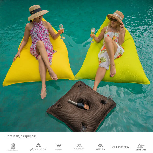 SOO  SANTAI - Coussin bar piscine flottant avec porte-verres 75 × 75 × 25 cm extérieur SANS billes – Noir (PPF7575-7) - large