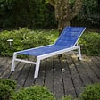 HAPPY GARDEN - Bain de soleil BARBADOS en textilène bleu - aluminium blanc - vignette