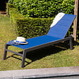 HAPPY GARDEN - Bain de soleil BARBADOS en textilène bleu foncé - aluminium anthracite - vignette