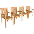 HAPPY GARDEN - Lot de 4 chaises de jardin JAVA empilables en teck - vignette