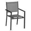 HAPPY GARDEN - Lot de 4 chaises en aluminium anthracite - textilène gris - vignette