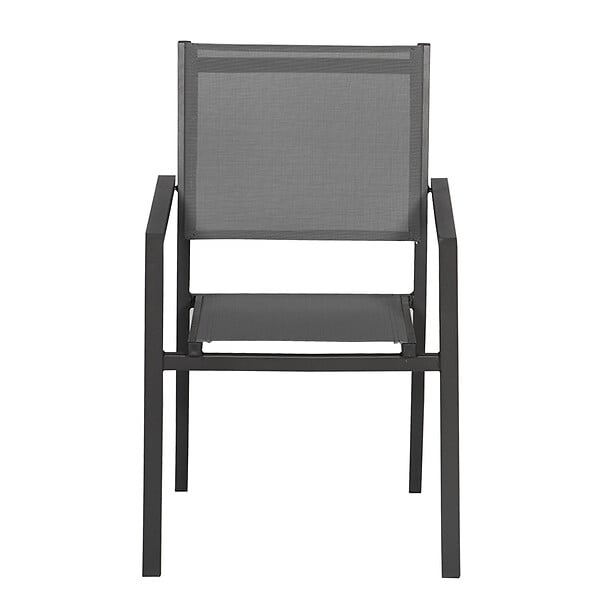HAPPY GARDEN - Lot de 4 chaises en aluminium anthracite - textilène gris - large