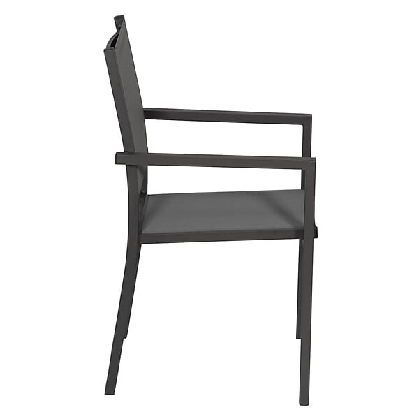 HAPPY GARDEN - Lot de 4 chaises en aluminium anthracite - textilène gris - large