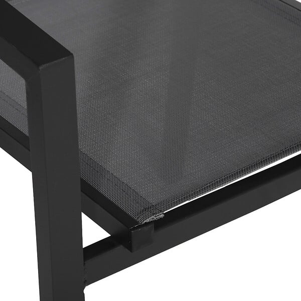 HAPPY GARDEN - Lot de 4 chaises en aluminium anthracite - textilène gris - large