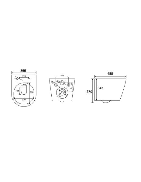 GEBERIT - Pack WC bâti Duofix + WC sans bride Infinitio Noir mat + Abattant frein de chute + Plaque Delta 50 Noire - large