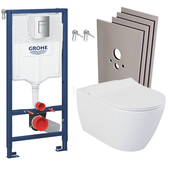 GROHE - Grohe Pack WC Bâti-support + WC sans bride Bello + Abattant softclose + Set d'habillage (RapidSL-Bello-1-sabo) - large