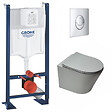 GROHE - Grohe Pack WC Bâti autoportant + WC suspendu Swiss Aqua Technologies GreyInfinitio sans bride + Abattant softclose + Plaque Chrome - vignette
