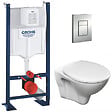 GROHE - Grohe Pack WC Bâti Autoportant Rapid SL + WC suspendu Jika Neo avec abattant + Plaque chrome (ProjectS-LinePro-1-SP) - vignette