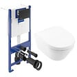 VILLEROY & BOCH - Pack WC Bâti-support sol mur Villeroy & Boch + WC sans bride Villeroy + Abattant SoftClose + Plaque noire (VCNARCHI3-4) - vignette