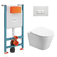 VITRA - Pack WC Bâti-support V-Fix Core + WC Swiss Aqua Technologies Infinitio sans bride + Plaque, Blanc brillant (V-FixInfinitio-1) - vignette