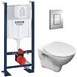GROHE - Grohe Pack WC Bâti Autoportant Rapid SL + WC suspendu Jika Neo avec abattant + Plaque chrome (ProjectS-LinePro-1) - vignette