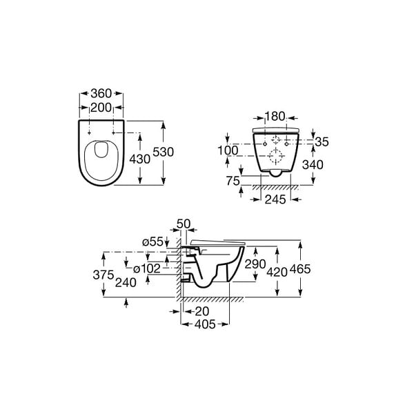 GROHE - Pack WC Bâti-support Rapid SL + Cuvette suspendue Roca + Abattant softclose+ Plaque Chrome (RapidSL-Ona-1) - large