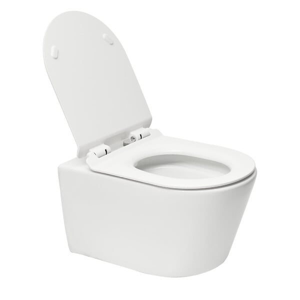 SWISS AQUA TECHNOLOGIES - Swiss Aqua Technologies Pack WC Bâti-support Rapid SL + WC sans bride SAT Brevis + Abattant slim, softclose + Plaque chrome - large
