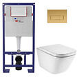 SWISS AQUA TECHNOLOGIES - Swiss Aqua Technologies Pack WC bâti-support autoportant + WC suspendu sans bride avec abattant SoftClose + plaque or mat (STROGAWR08-U) - vignette
