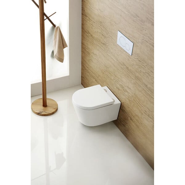 SWISS AQUA TECHNOLOGIES - Swiss Aqua Technologies Pack WC bâti-support + WC SAT sans bride + Abattant softclose + Plaque blanche + Set d'habillage - large