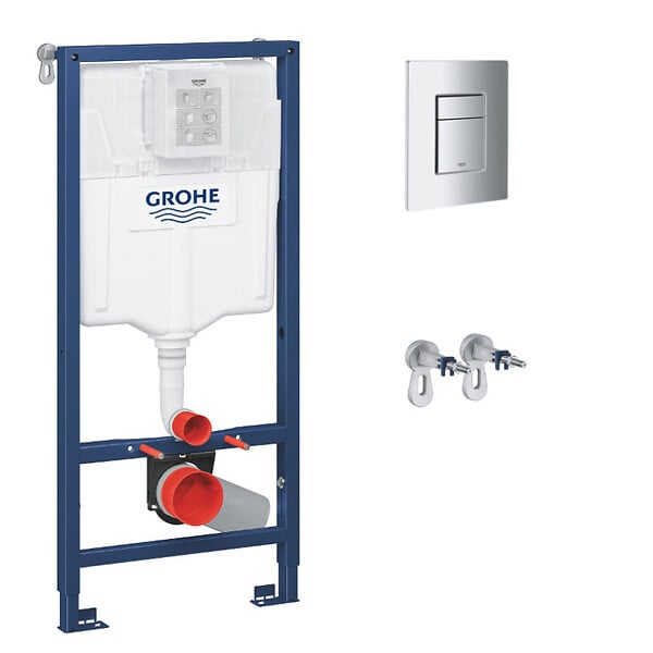 GROHE - Pack WC Bâti-support Rapid SL + Vitra Integra WC sans bride + abattant soft close + Plaque de commande WC Skate Cosmopolitan - large