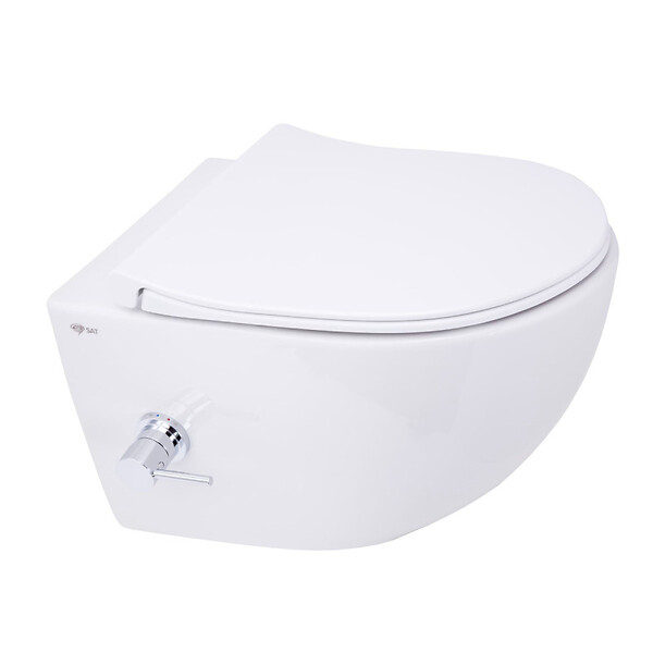 GROHE - Pack WC Bâti-support Rapid SL + WC sans bride avec fonction bidet thermostatique + Plaque chrome (RapidSL-SATClean-1) - large
