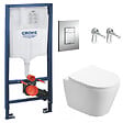 SWISS AQUA TECHNOLOGIES - Swiss Aqua Technologies Pack WC Bâti-support + WC Swiss Aqua Technologies Infinitio sans bride, fixation invisible + Plaque chrome - vignette