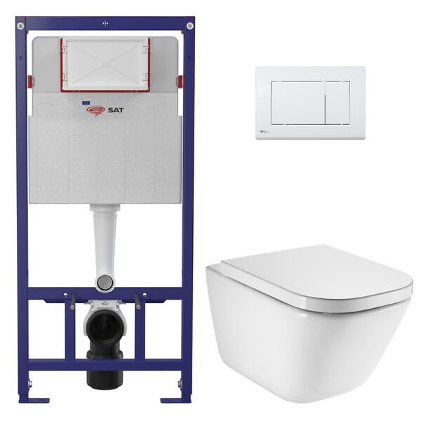 SWISS AQUA TECHNOLOGIES - Swiss Aqua Technologies Pack WC bâti-support ECO 2L Swiss Aqua Technologies + WC suspendu avec abattant SoftClose Roca + plaque blanche (STEROGAWR01-FR) - large