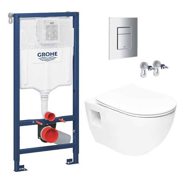 GROHE - Grohe Pack WC Bâti-support Rapid SL  + WC sans bride SAT + Abattant SoftClose + Plaque Chrome (RapidSL-Project-1) - large