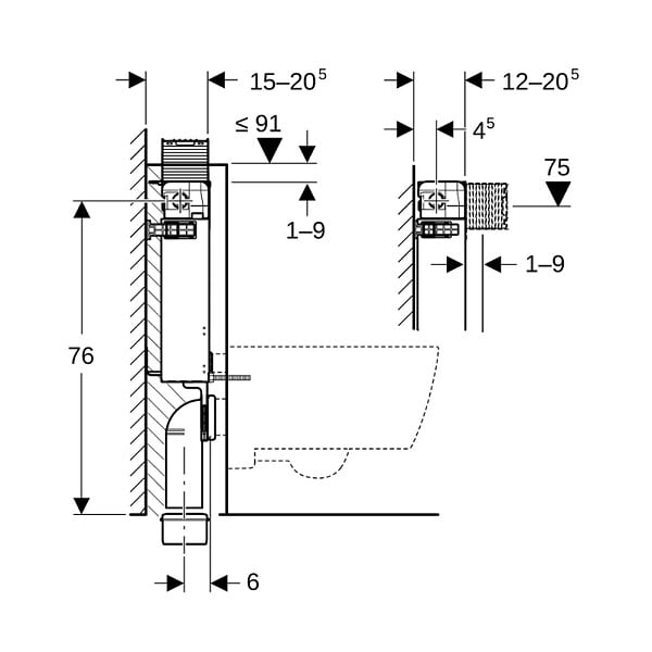 GEBERIT - Geberit Kombifix Élément de montage pour WC suspendus, avec réservoir de chasse encastré Omega  (110.000.00.1) - large