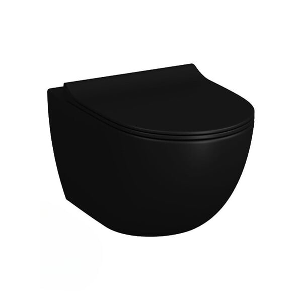 SWISS AQUA TECHNOLOGIES - Swiss Aqua Technologies WC suspendu sans bride SAT Infinitio avec abattant softclose, Noir mat (SATINF011RREXPBKM) - large
