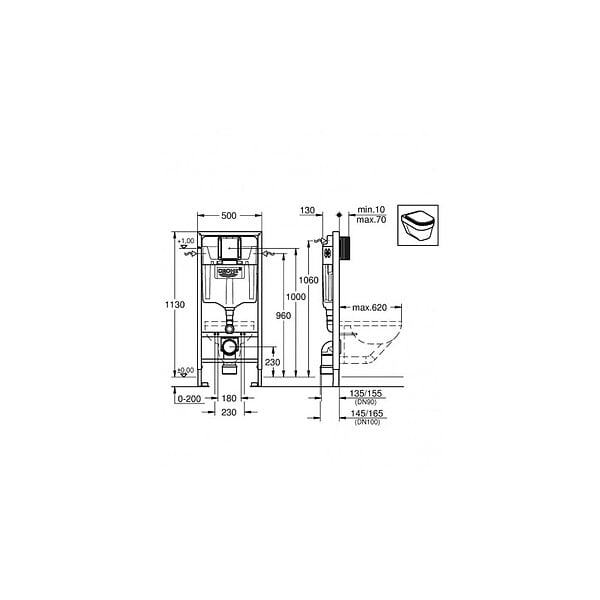 GROHE - Grohe Pack WC Bâti-support Rapid SL + Plaque de Commande Skate Cosmopolitan Blanc Alpin + Fixations + Set d'isolation (38528001-4) - large