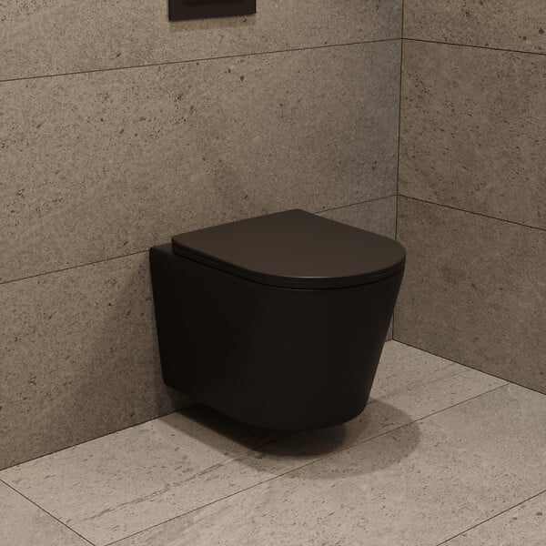 GROHE - Pack WC bâti-support Rapid SL + WC suspendu sans bride Ceramia + abattant SoftClose + plaque noire mat (RSLBLCETORKF0) - large