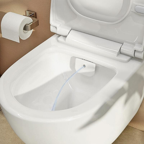 GROHE - Grohe Pack Bati-support Project + WC sans bride avec fonction bidet thermostatique + Plaque Noir mat (RapidSL-SATClean-KF0) - large