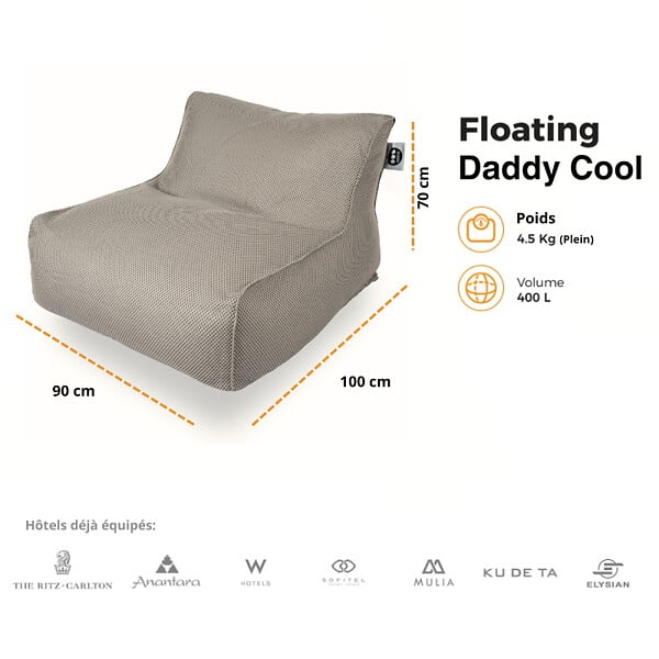 SOO  SANTAI - Fauteuil piscine XL flottant 100 x 90 x 70 cm intérieur / extérieur sans polystyrène Orange (DC10090-6) - large