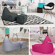 SOO  SANTAI - Fauteuil poire enfant avec repose pieds 75x60x65/45x60x35 cm SANS billes Gris (MBINDR3260-2) - vignette