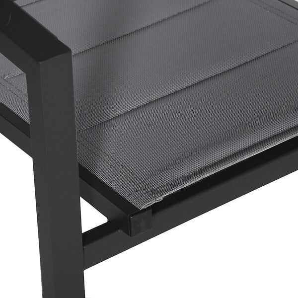 HAPPY GARDEN - Lot de 8 chaises rembourrées en aluminium anthracite - textilène gris - large