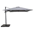 OVIALA - Parasol déporté inclinable 360° 3x3m et 4 dalles à remplir alu gris - Malaga - vignette